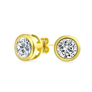 😍 GORGEOUS Round 14K Gold-plated CZ Studs 😍